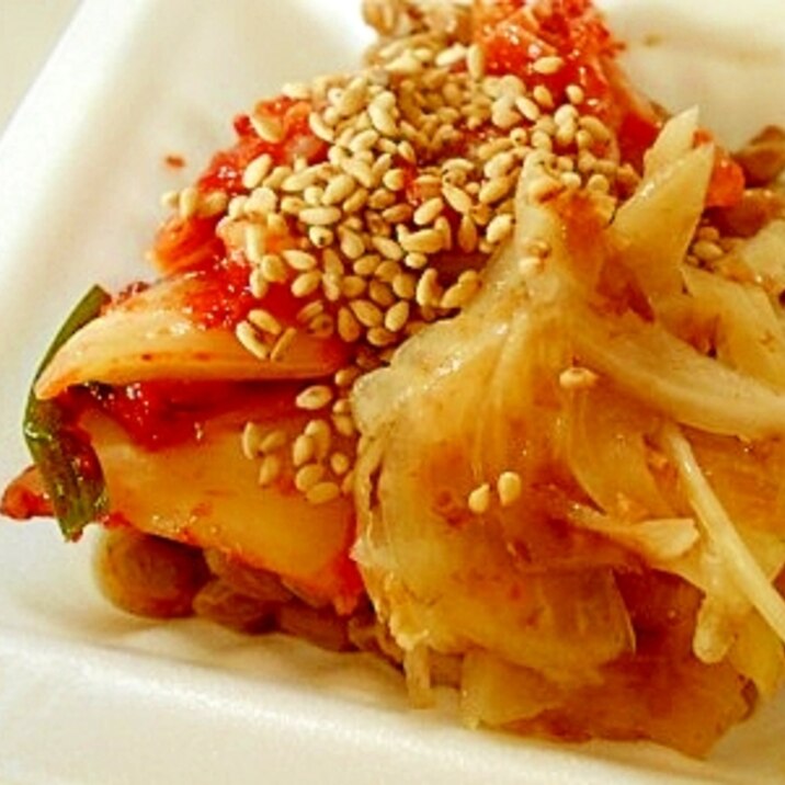 キムチと玉ねぎスライスで 納豆 レシピ 作り方 By V るん 0394 楽天レシピ